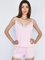 Піжама жіноча шорти і майка з мереживом - Зображення 6