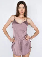 Шовкова піжама (майка та шорти з розрізами)