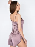 Шовкова піжама (майка та шорти з розрізами) - Зображення 2