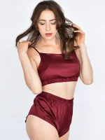 Шовкова піжама (топ на резинці та короткі шорти) - Зображення 7