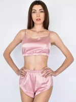 Шовкова піжама (топ на резинці та короткі шорти) - Зображення 3