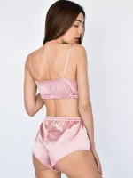 Шовкова піжама (топ на резинці та короткі шорти) - Зображення 4