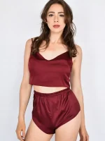 Шовкова піжама (топ та короткі шорти) - Зображення 5