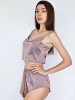 Шовкова піжама (топ та короткі шорти) - Зображення 7