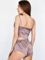 Шовкова піжама (топ та короткі шорти) - Зображення 8