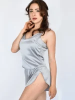 Шовкова піжама (майка та шорти з розрізами) - Зображення 8