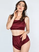 Шовкова піжама (топ на резинці та короткі шорти) - Зображення 8