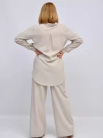 Жіночий лляний костюм бежевий - Зображення 4