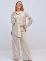 Жіночий лляний костюм бежевий - Зображення 3