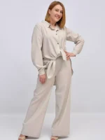 Жіночий лляний костюм бежевий
