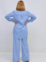 Жіночий лляний костюм блакитний - Зображення 4