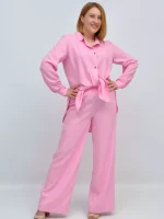 Жіночий лляний костюм рожевий - Зображення 2