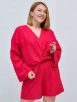 Жіночий костюм з льону малиновий - Зображення 4