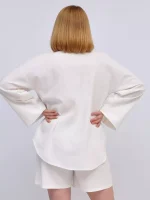 Жіночий костюм з льону молочний - Зображення 4